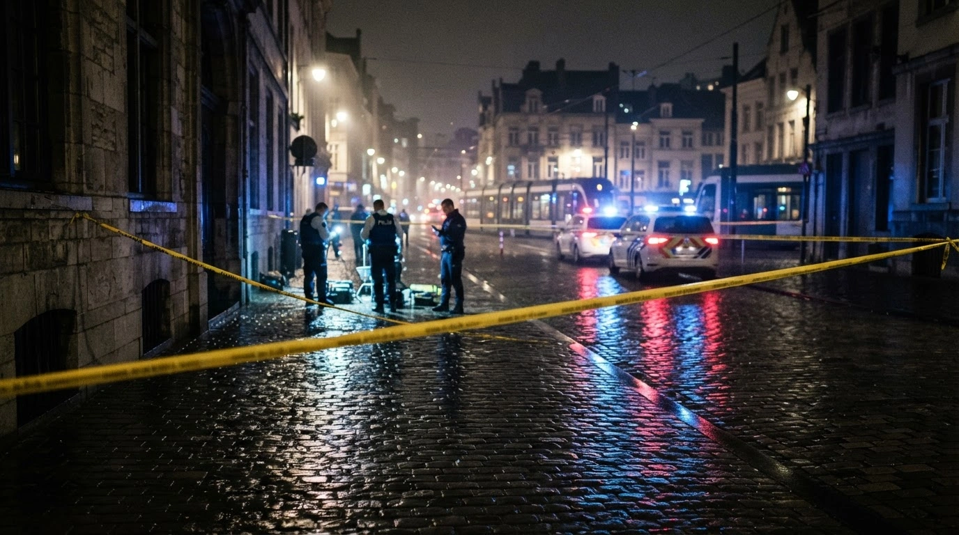 Police have cordoned off a street in Anderlecht, Brussels, with forensic tape following a serious stabbing incident overnight.