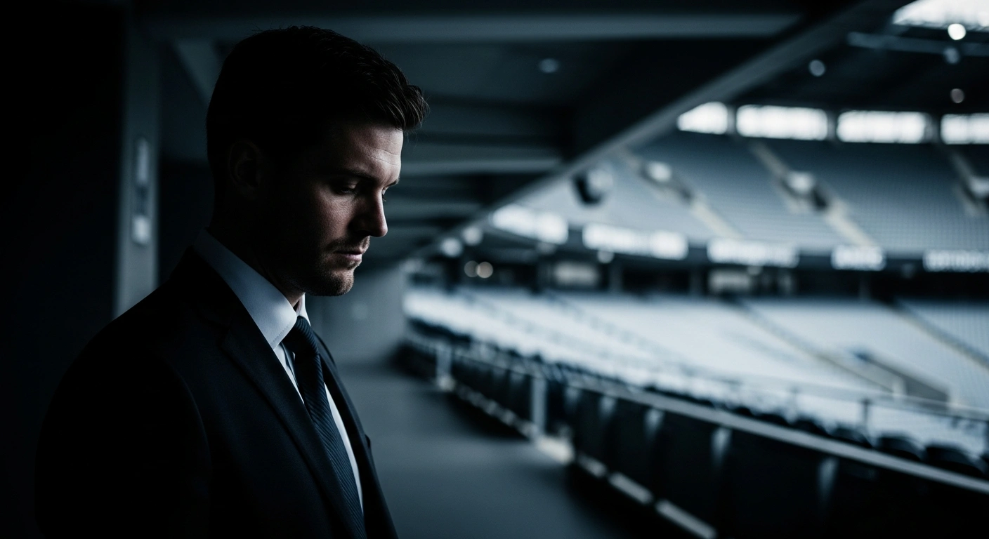 Andrea Pirlo stands in a dimly lit stadium tunnel following the decision to remove him from consideration for the Italy national team coaching position.