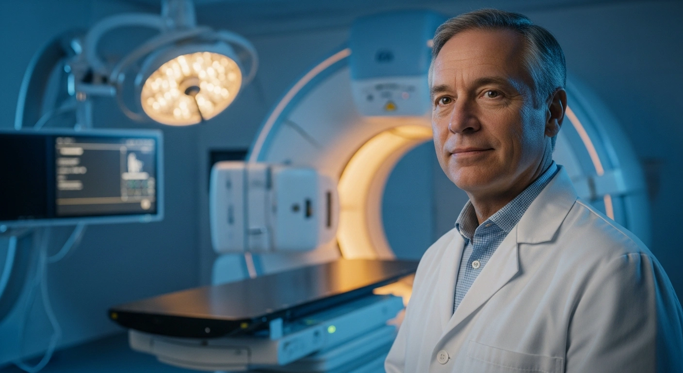 Andrei Kaprin, Director General of the National Medical Research Radiological Centre, stands in a modern laboratory in the Russian Federation.