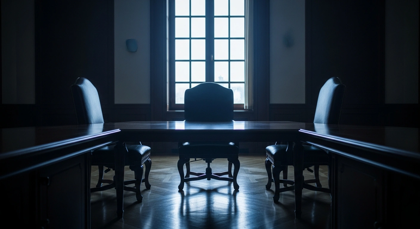 An empty diplomatic meeting room in Ankara represents the lack of evidence for a meeting between Turkish President Recep Tayyip Erdoğan and a Syrian official.