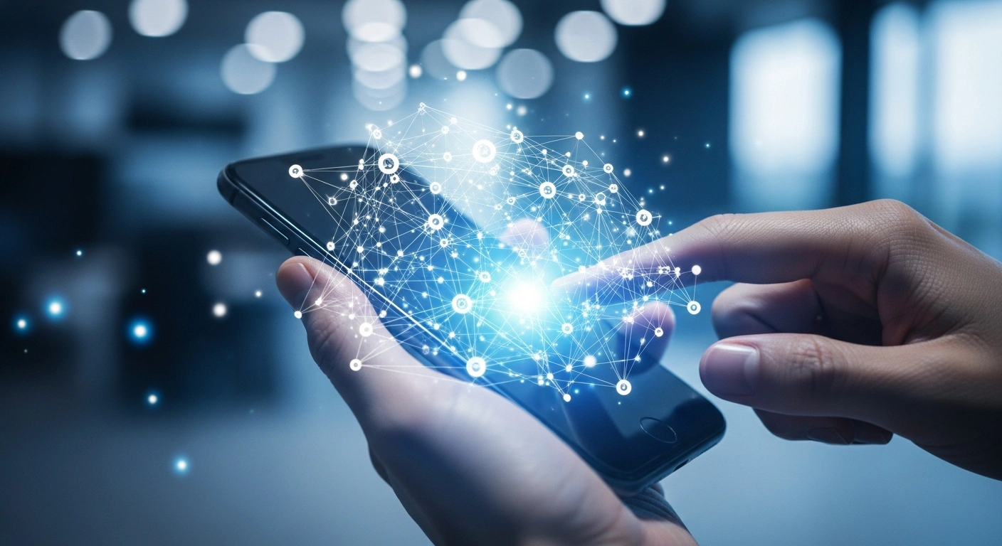 A person holds a smartphone displaying an advanced artificial intelligence interface within the Alipay mobile application to represent Ant Group's new fintech integration.