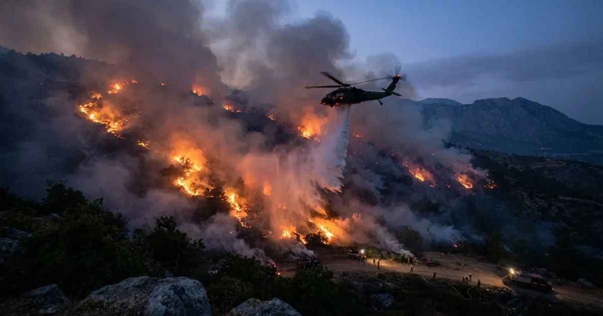 Emergency Response Teams Battle Forest Fires in Antalya, Turkey