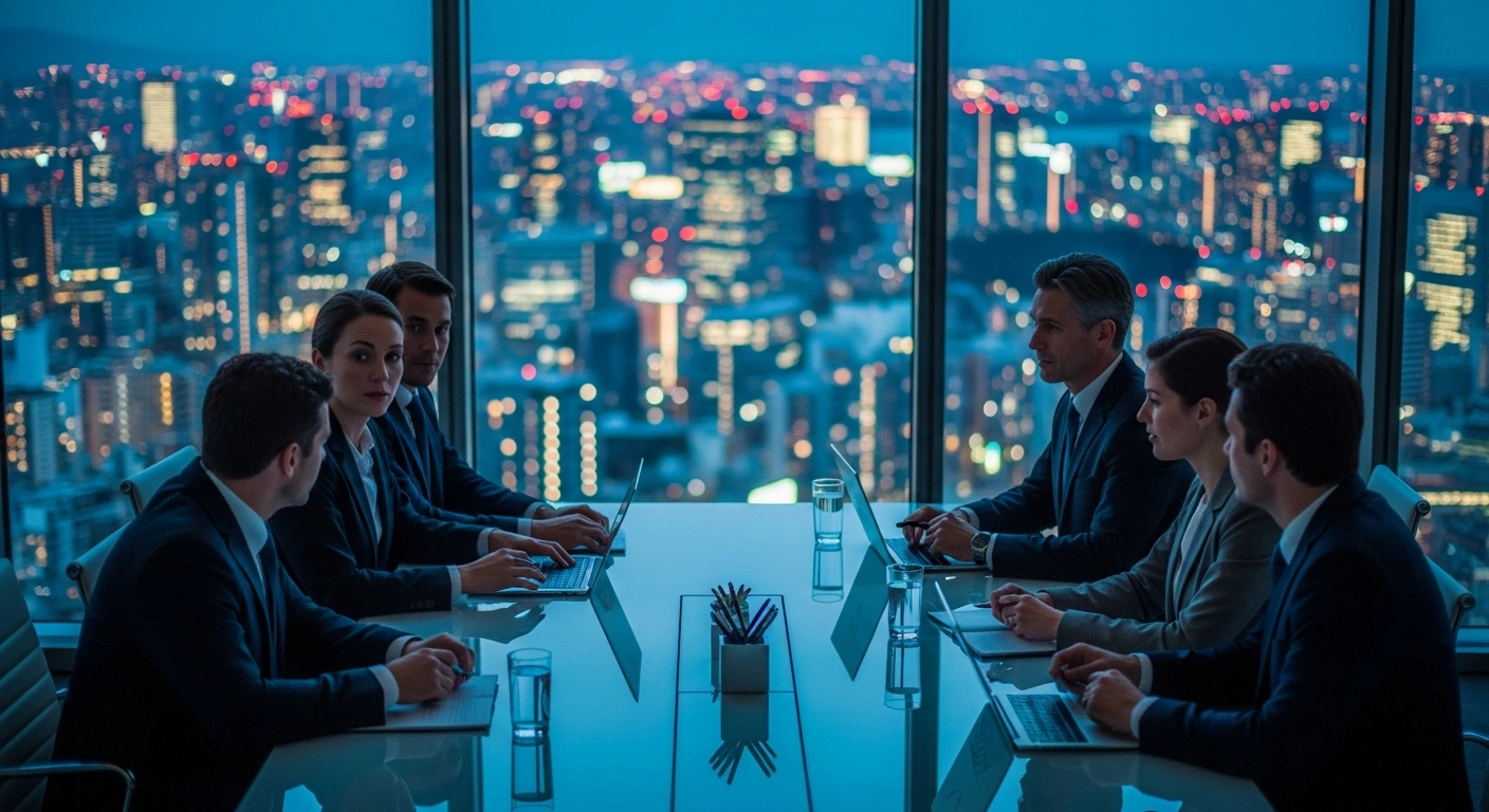 Anthropic executives meet with Japanese government officials in a Tokyo boardroom to discuss AI cybersecurity and model deployment.