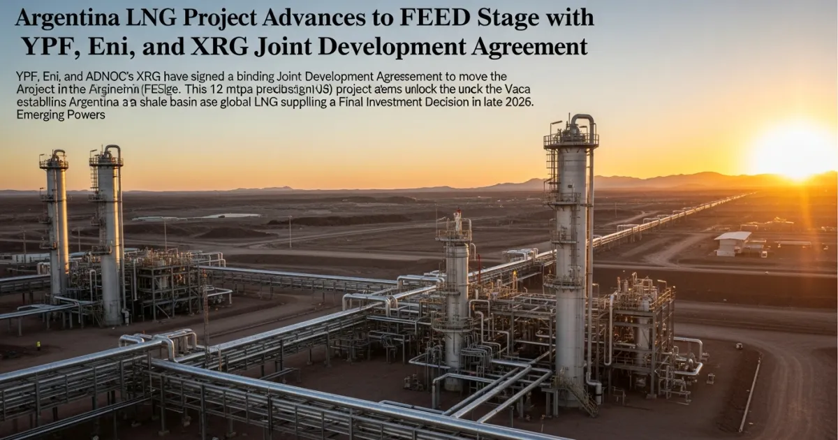 Argentina LNG Project Advances to FEED Stage with YPF, Eni, and XRG Joint Development Agreement