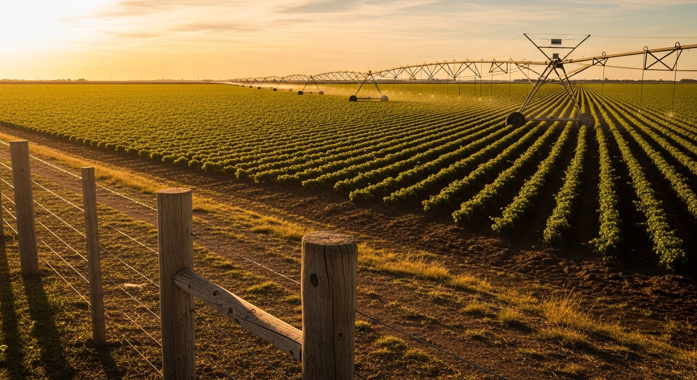 A vast agricultural landscape in Argentina represents the potential for increased foreign investment in rural land ownership.