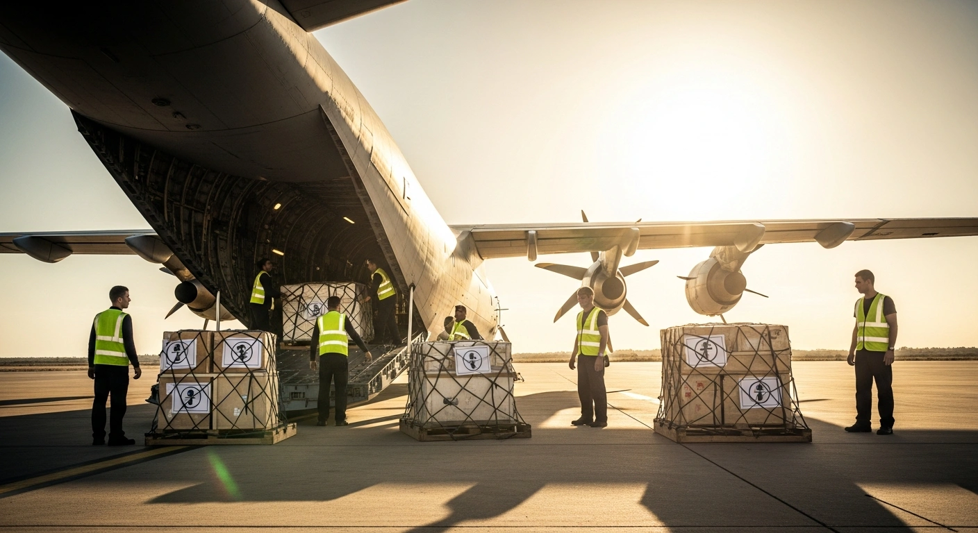 Argentine humanitarian aid is being loaded onto a cargo plane to provide relief to Venezuela following recent earthquakes.