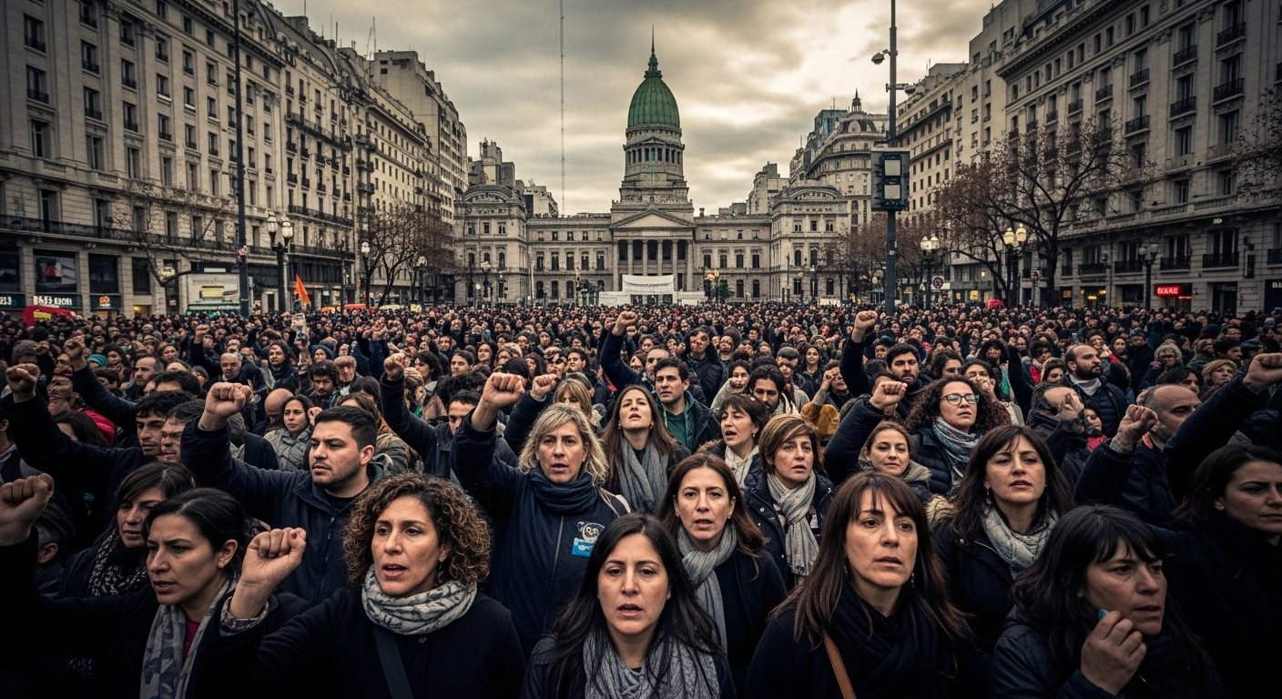 Teachers in Argentina participate in a national strike to protest economic policies and demand higher wages.