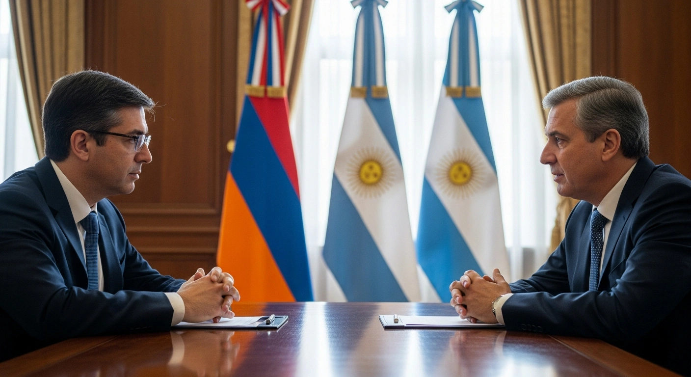 Armenian Ambassador Hovhannes Virabyan meets with Argentine Defense Minister Luis Petri to discuss bilateral defense cooperation.