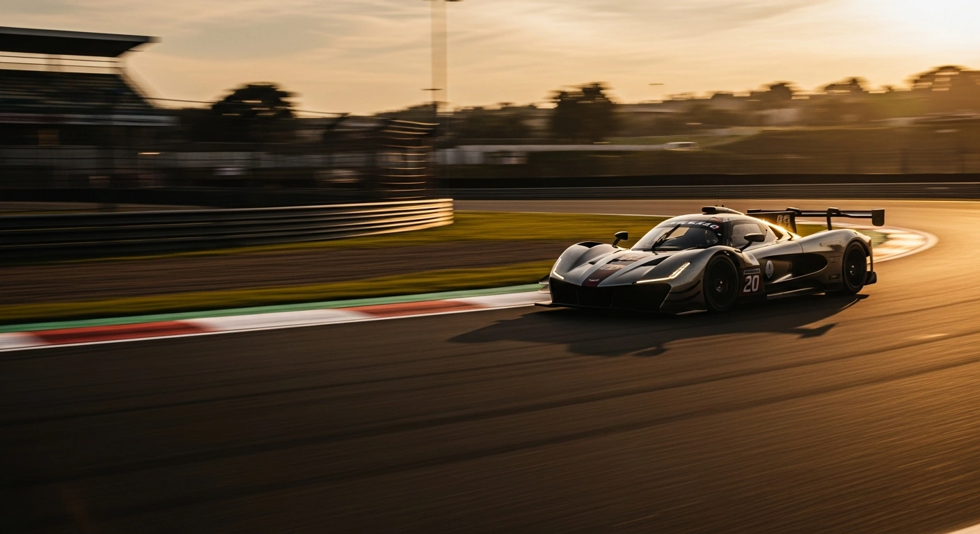 The Heart of Racing Team's Aston Martin Valkyrie AMR-LMH speeds around the Interlagos Circuit during the FIA World Endurance Championship practice session in São Paulo.