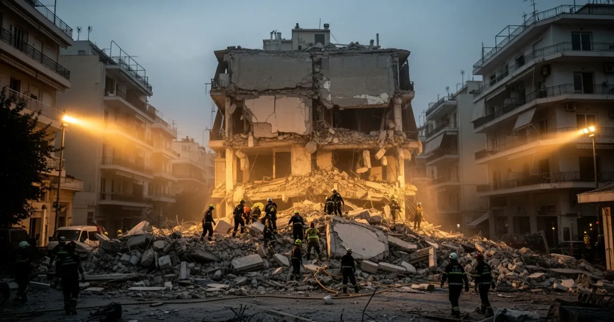 Building Collapse in Central Athens Triggers Emergency Response