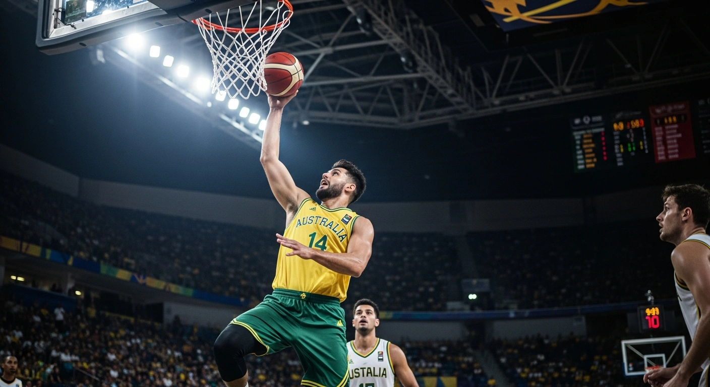 An Australian Opals basketball player drives to the hoop during a FIBA World Cup qualifying match against Hungary.