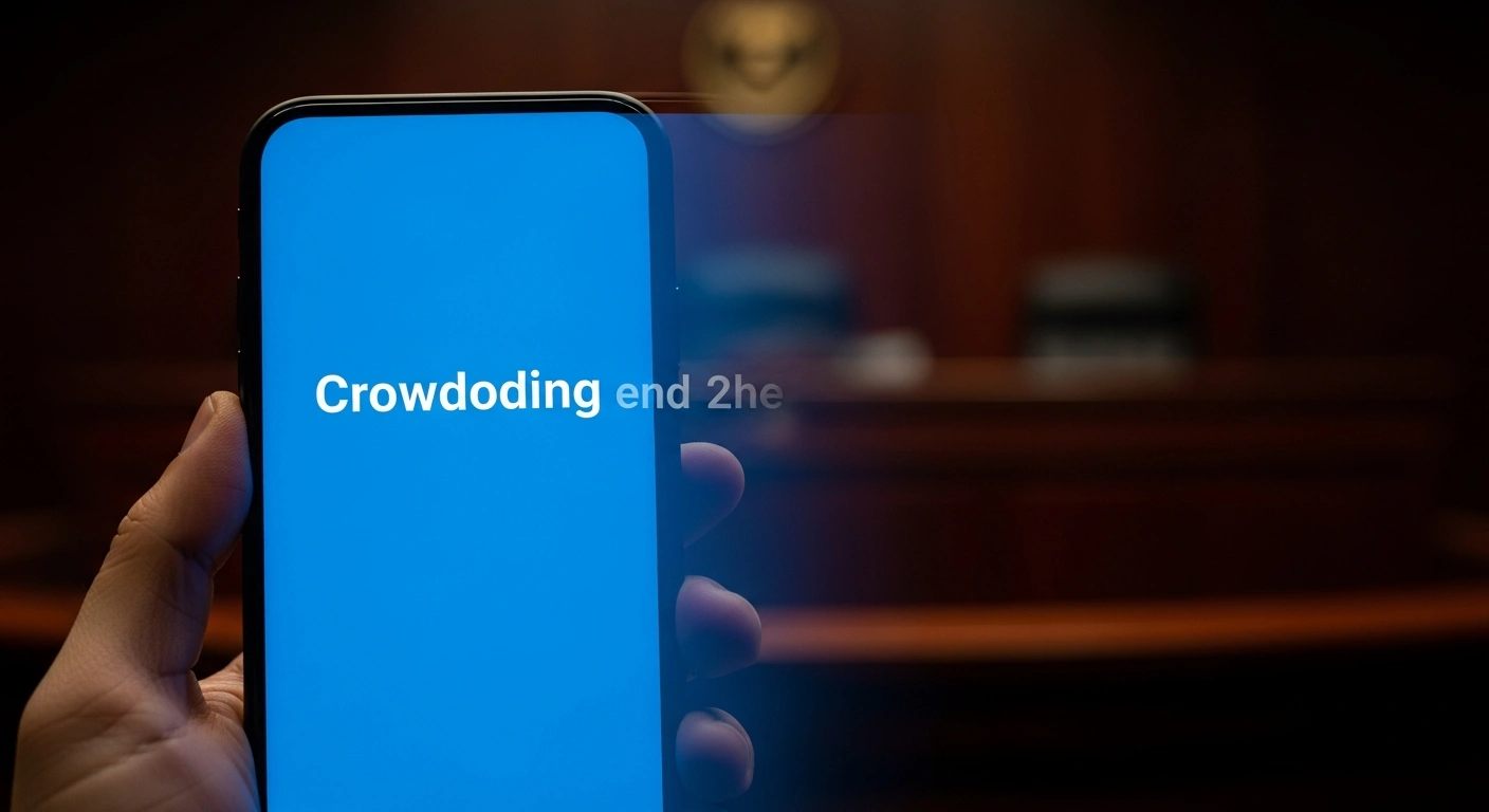 A smartphone displays a crowdfunding platform interface that is being shut down, representing the removal of a campaign for Peet Viljoen.