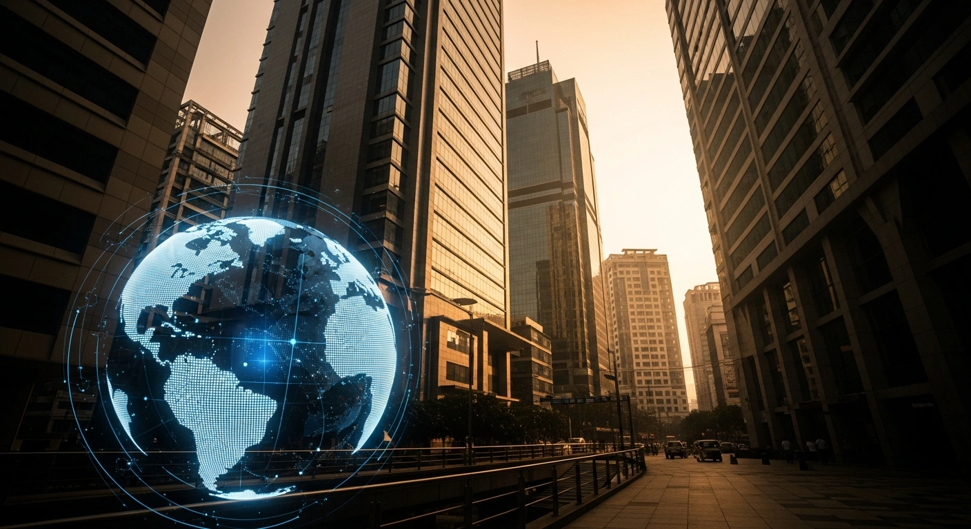 A modern cityscape in Bangladesh represents the significant growth in remittance inflows and economic prosperity.