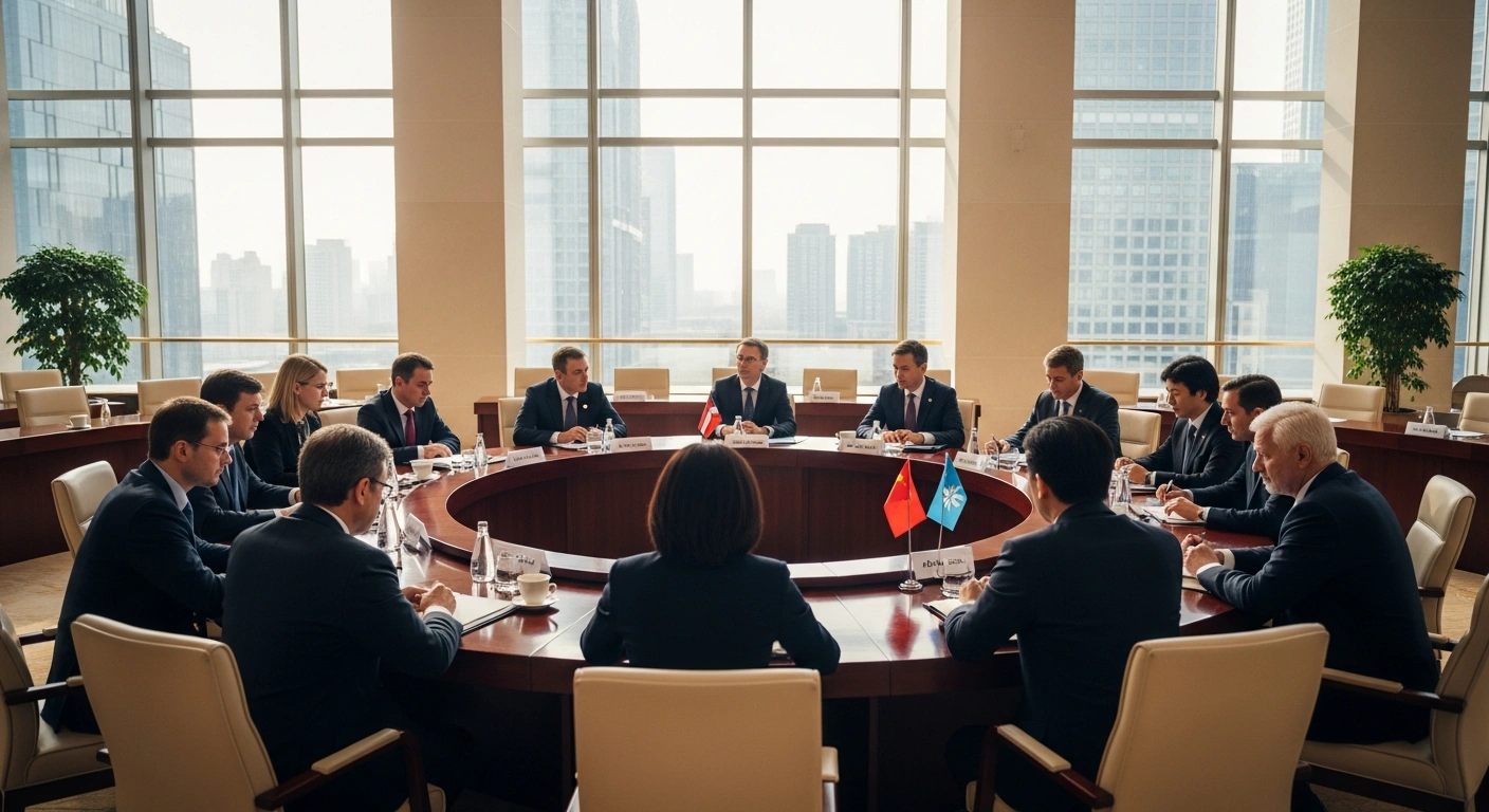 International envoys and UN officials gather in a Beijing conference hall to discuss the Global Development Initiative and sustainable development goals.