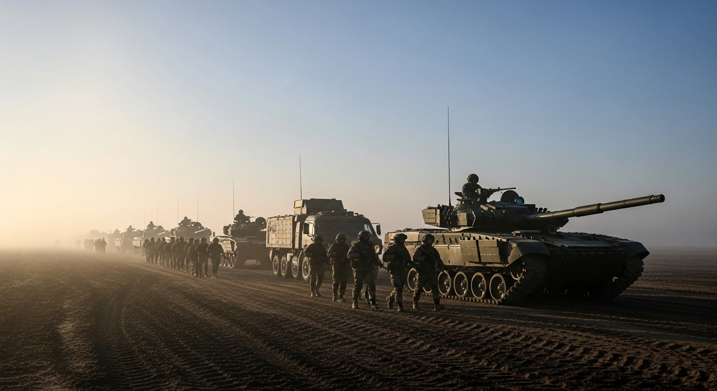 Belarusian Armed Forces military units, including tanks and armored personnel carriers, are depicted conducting combat training during a readiness inspection, reflecting their focus on modern warfare tactics under the oversight of President Alexander Lukashenko.
