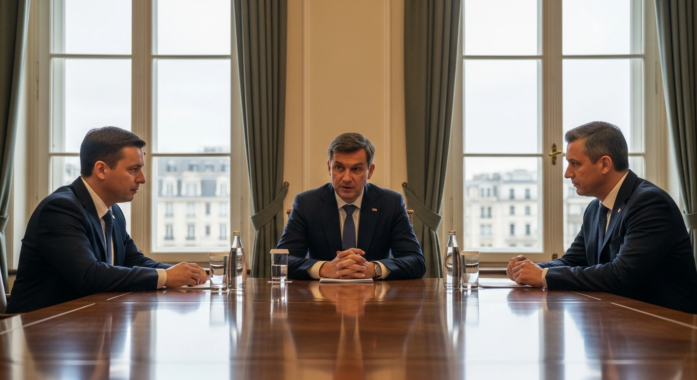 Belarus's Deputy Foreign Minister Igor Sekreta meets with UN High Commissioner for Human Rights Volker Türk and ILO Assistant Director General Beate Andrees at a formal conference table in Geneva, discussing human rights, cooperation with OHCHR, and relations with the International Labour Organization.