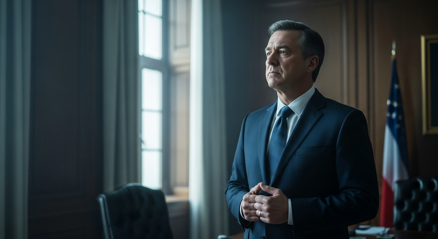 Belgian Foreign Minister Maxime Prévot stands in a formal office while addressing the recent Iranian missile and drone strikes against Israel.