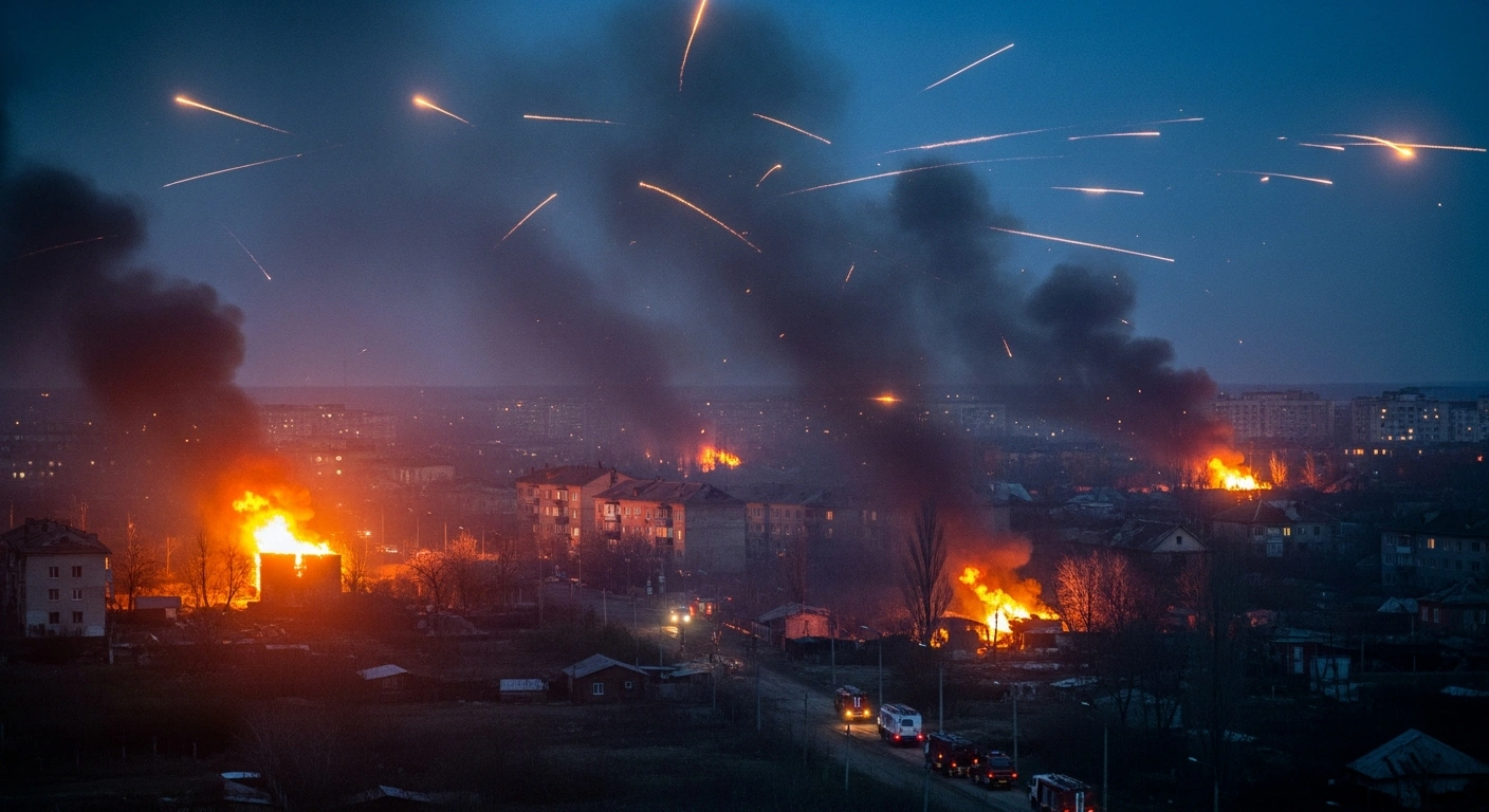 Emergency services respond to fires in the Russian city of Belgorod following a drone operation that damaged residential and commercial infrastructure.