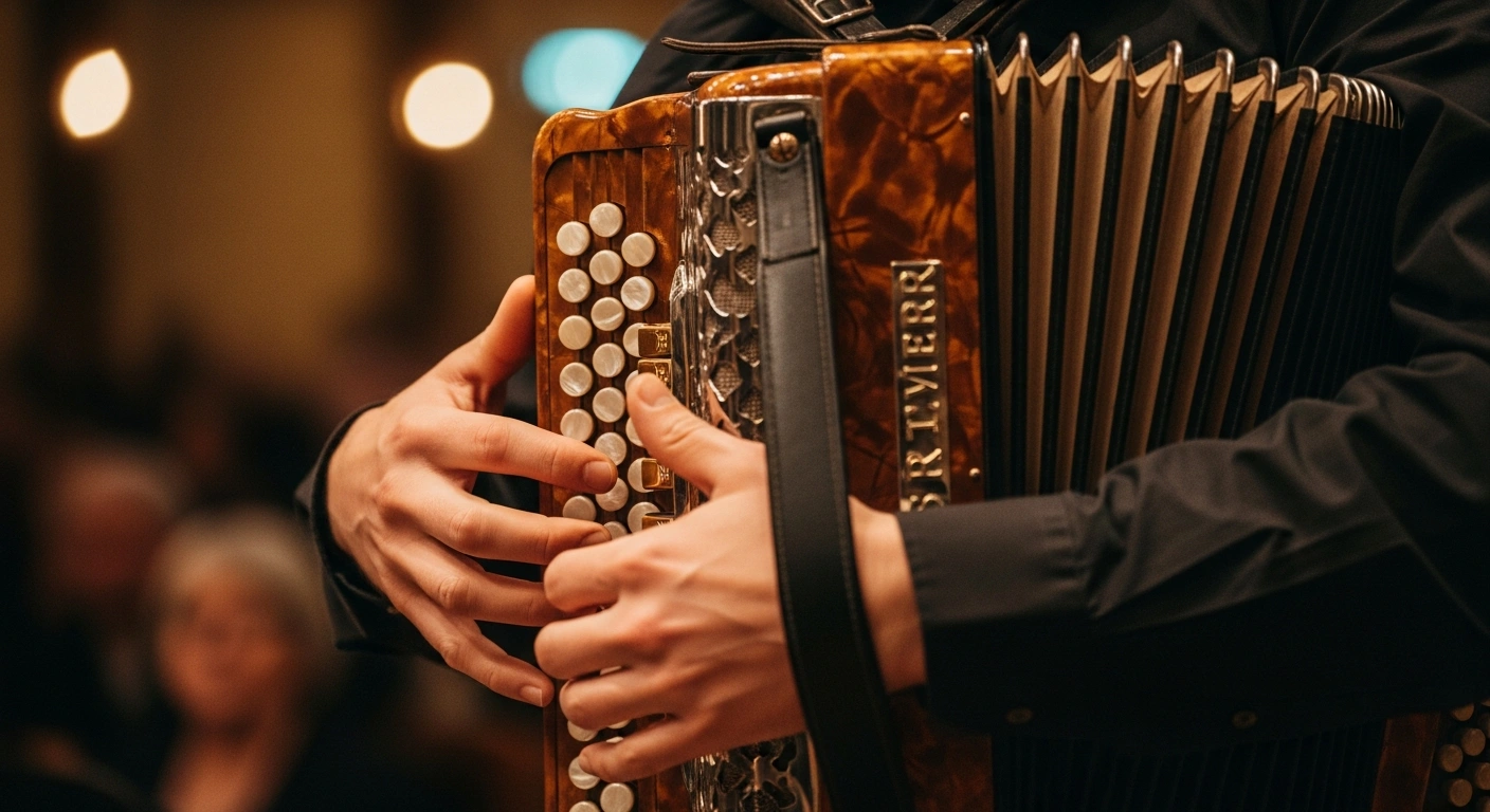A musician plays an accordion during the annual Accordion Festival in Berlin, highlighting the instrument's cultural significance.