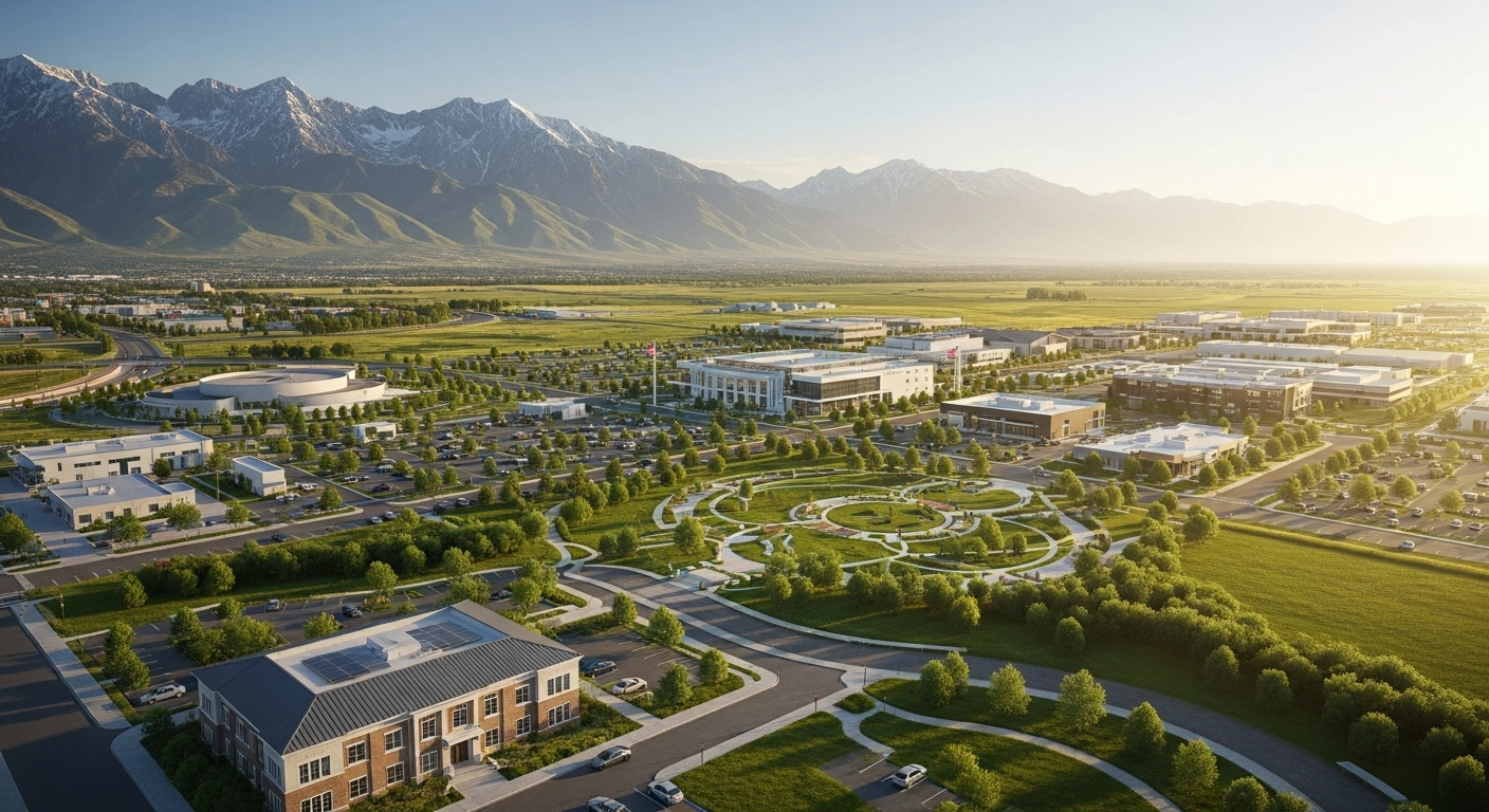 A scenic landscape representing the top-ranked U.S. states of Utah, South Dakota, and Minnesota, highlighting economic prosperity and high quality of life.