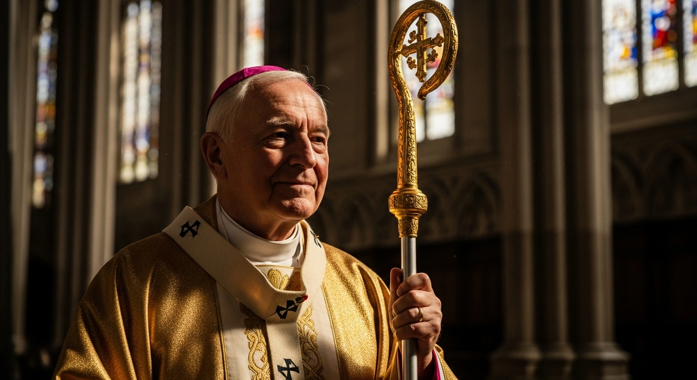 Bishop George Pallipparambil of the Diocese of Miao stands in a cathedral following his appointment to the International Council for Catechesis.