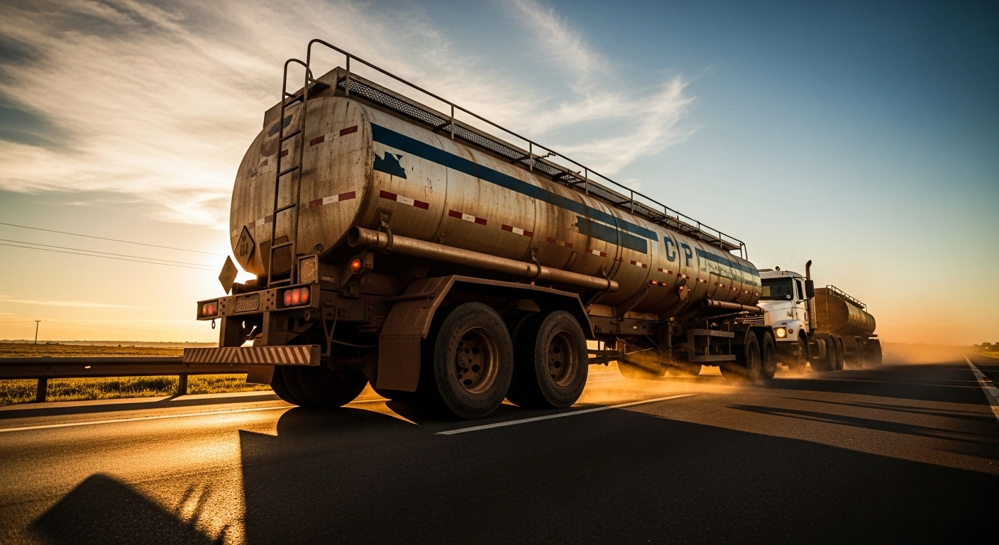 A large fuel tanker truck drives along a highway in Brazil as the government begins to phase out diesel subsidies to align with international market trends.