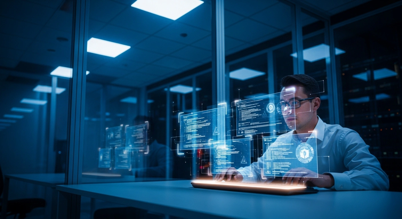 A technical expert inspects the digital source code of the Brazilian election system to ensure security and transparency for the upcoming national elections.