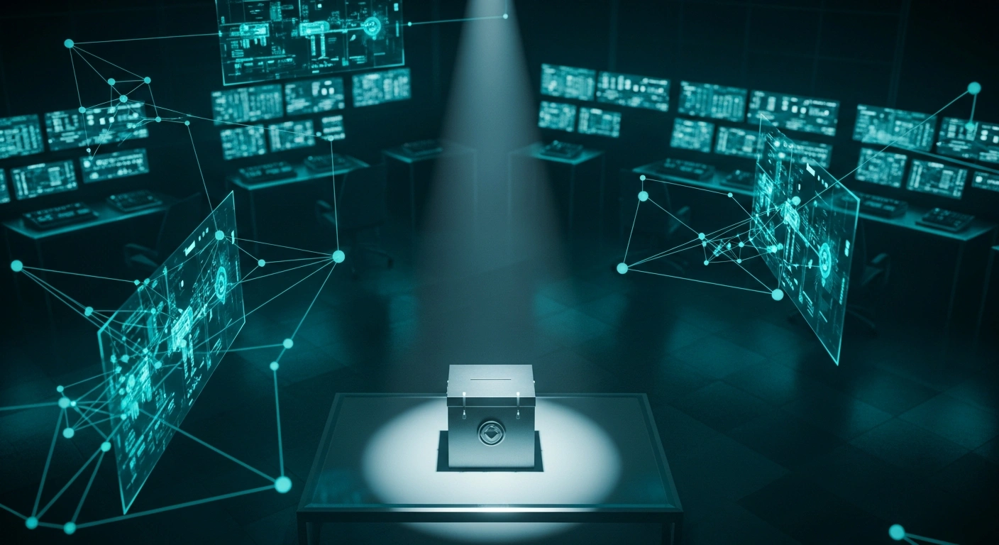 A modern digital command center monitors electoral security and artificial intelligence oversight to protect the democratic process in Brazil.
