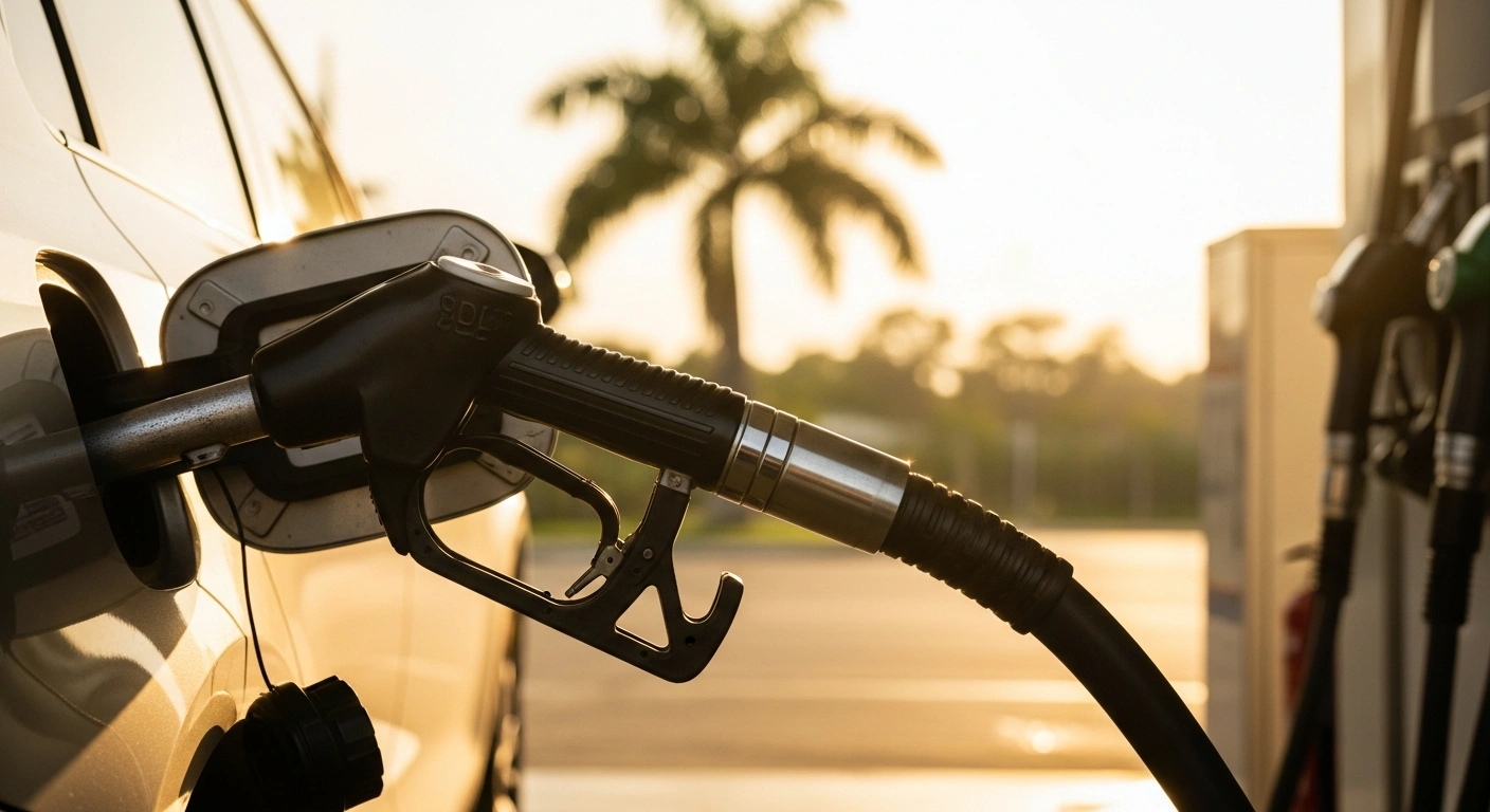 A fuel nozzle fills a vehicle tank at a gas station in Brazil as part of a government initiative to increase the ethanol blend in gasoline.