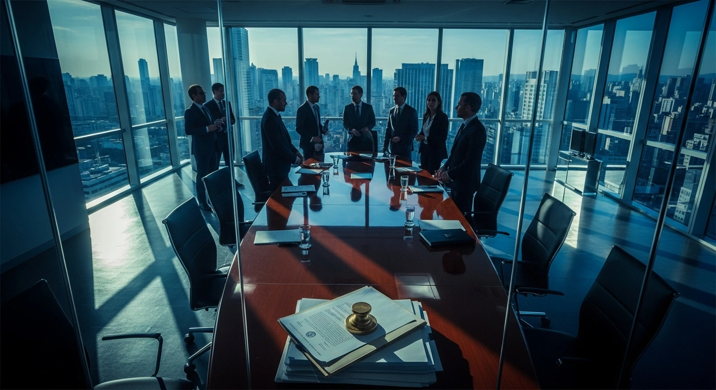 Professional stakeholders gather in a modern office to discuss the modernization of Brazilian pension fund supervision and regulatory enforcement.