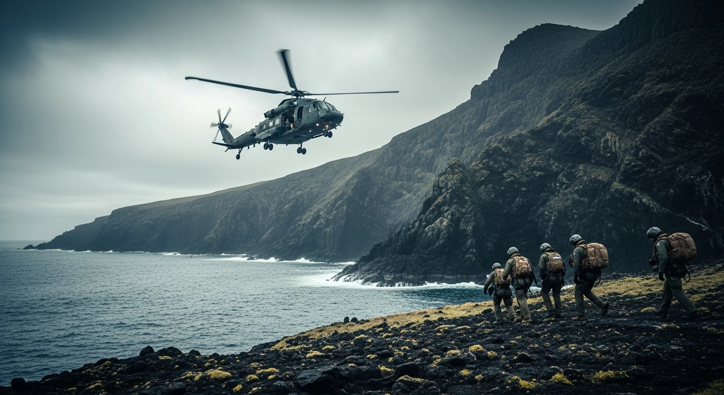 British Army medical specialists arrive by helicopter on the remote island of Tristan da Cunha to provide urgent health support.