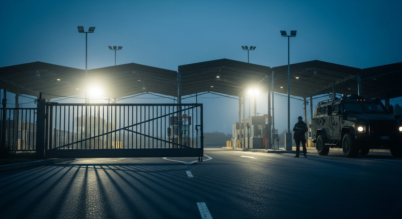 A security checkpoint at the Kapitan Andreevo border in Bulgaria where suspects were detained for smuggling cocaine and gold.
