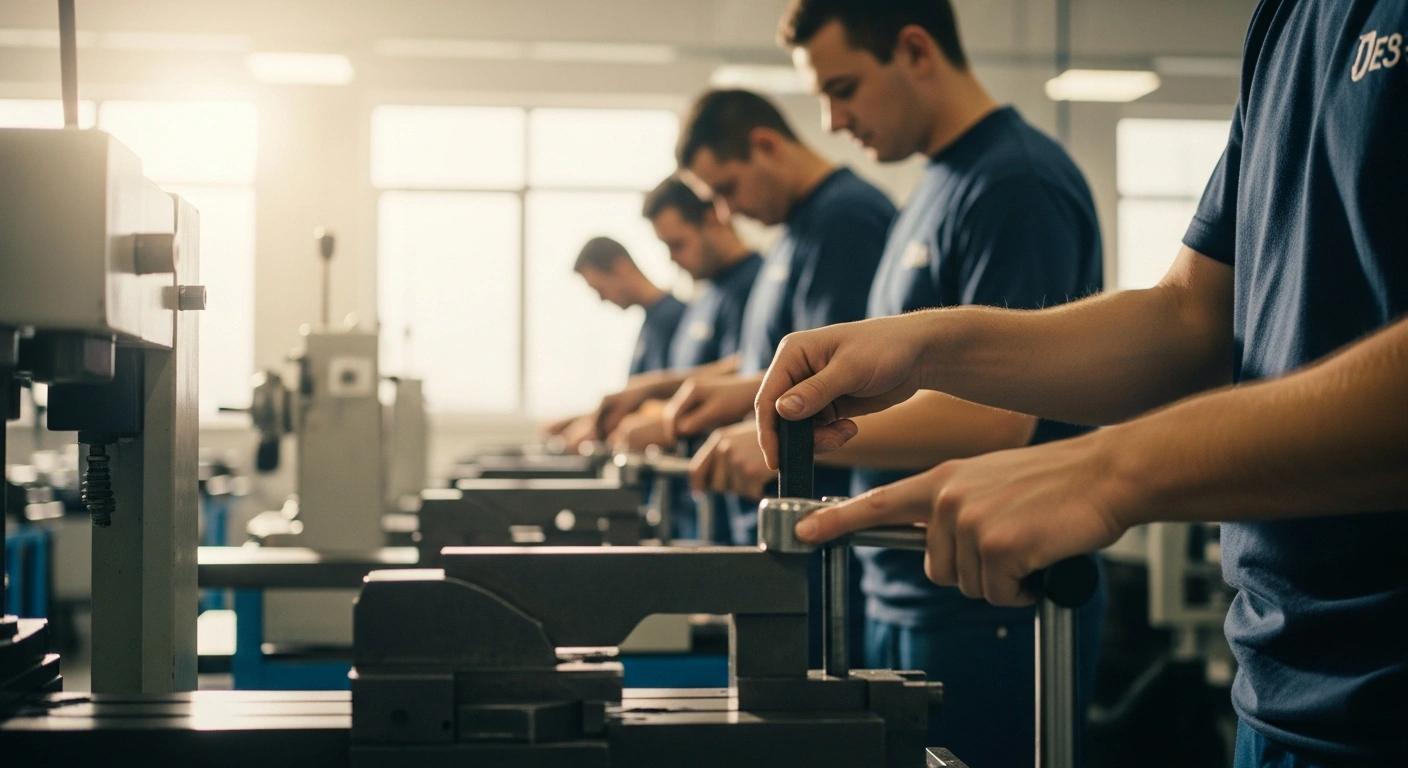 Inmates at Buraidah Prison in Saudi Arabia participate in a vocational training program to learn technical skills for future employment.