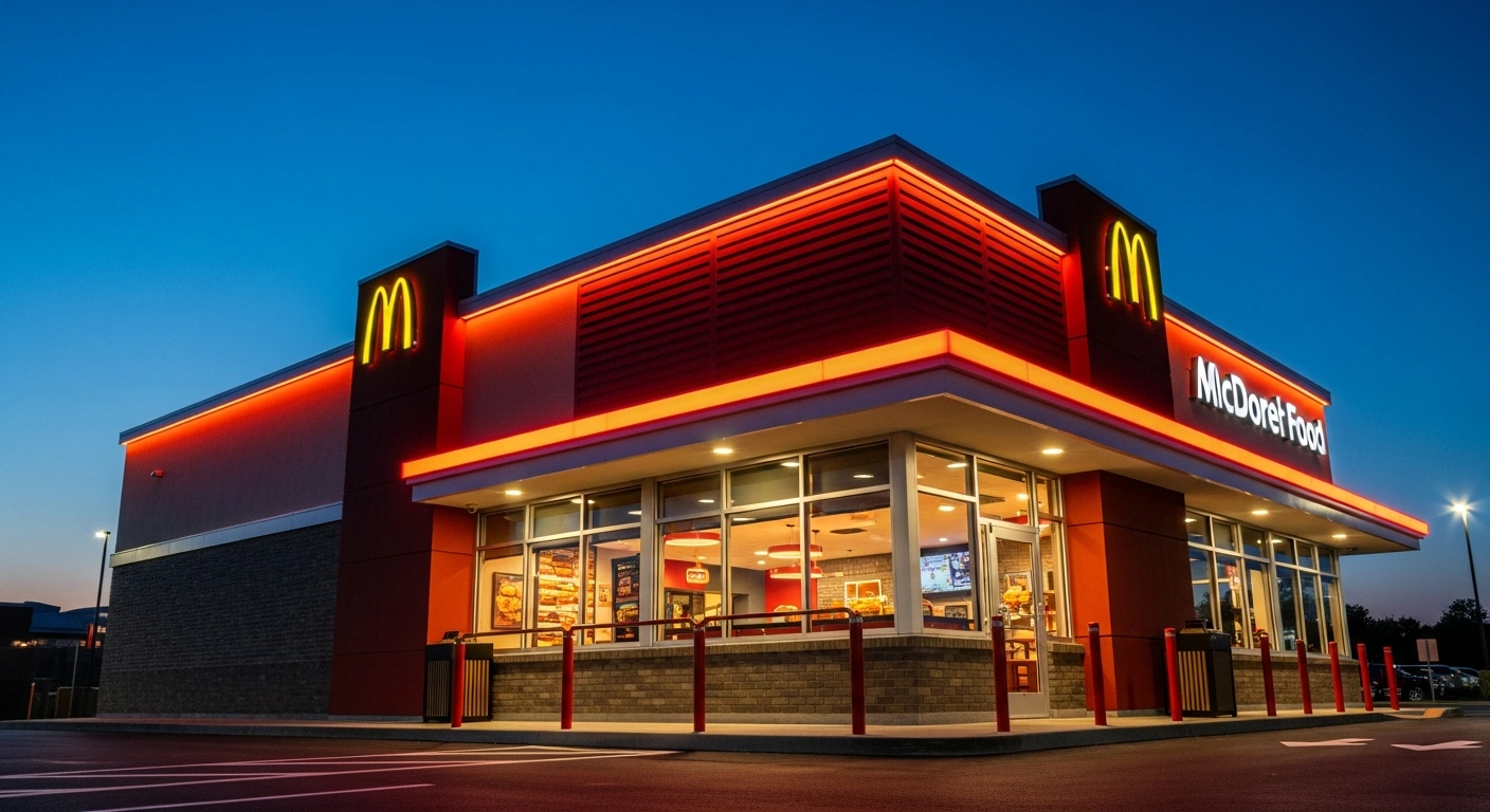 A modern Burger King restaurant stands illuminated at dusk, representing the brand's rise to become the second-largest burger chain in the United States.