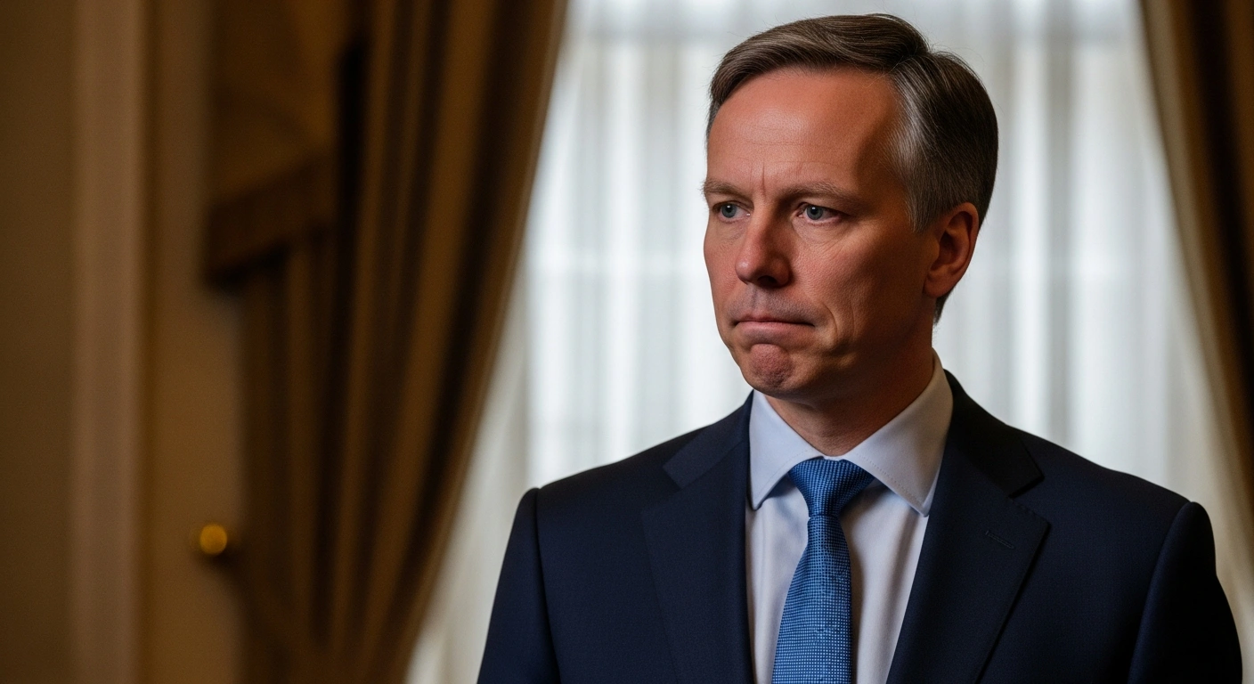 A male politician, Andy Burnham, stands in a dimly lit office, reflecting on the Labour National Executive Committee's decision to thwart his candidacy for the Gorton and Denton by-election, preventing his return to Westminster.