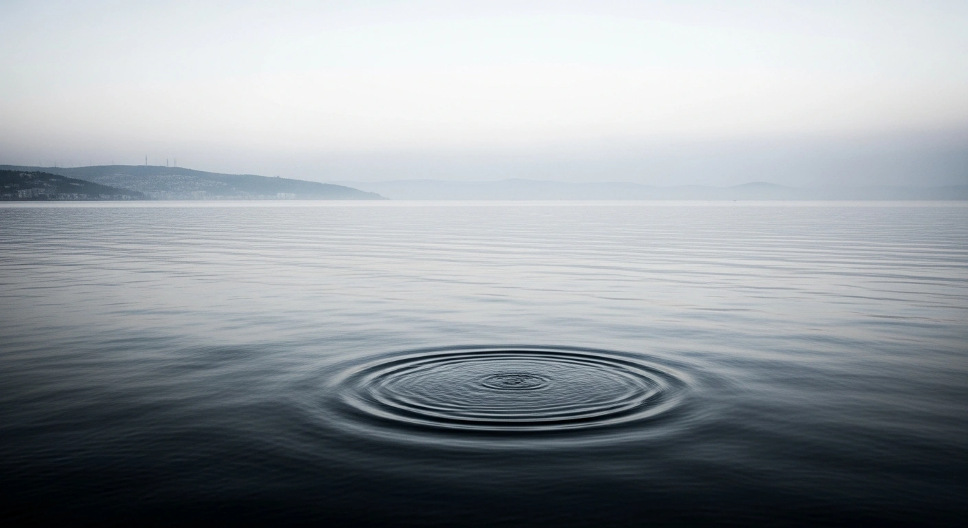 The calm waters of the Sea of Marmara off the coast of Bursa, Turkey, following a minor magnitude 2.6 earthquake.