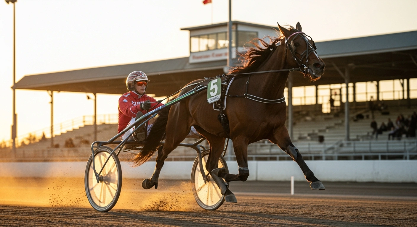 A professional harness racing driver competes in the National Driving Championship at Clinton Raceway to qualify for the World Driving Championship.