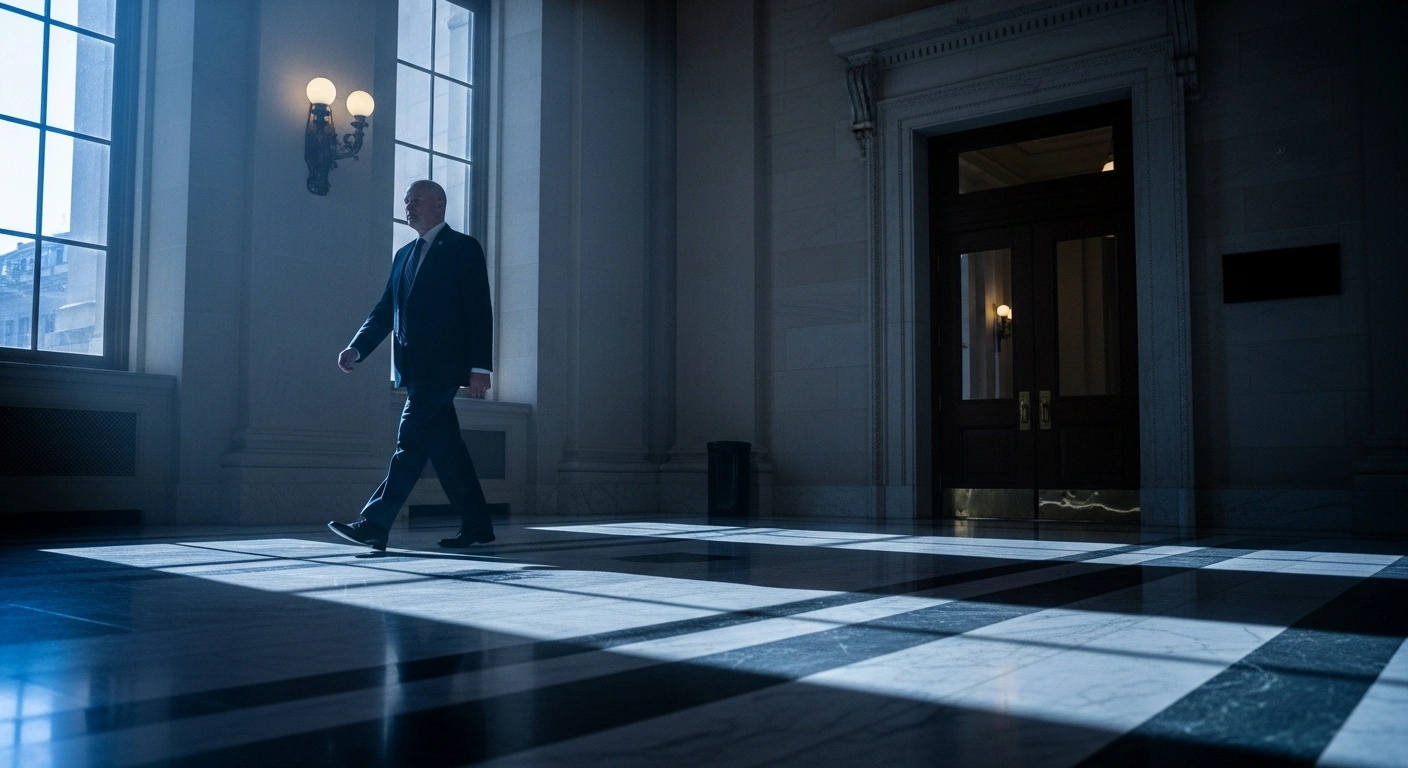 Canadian Trade Minister Dominic LeBlanc walks through a government building in Washington D.C. to participate in high-stakes trade negotiations.