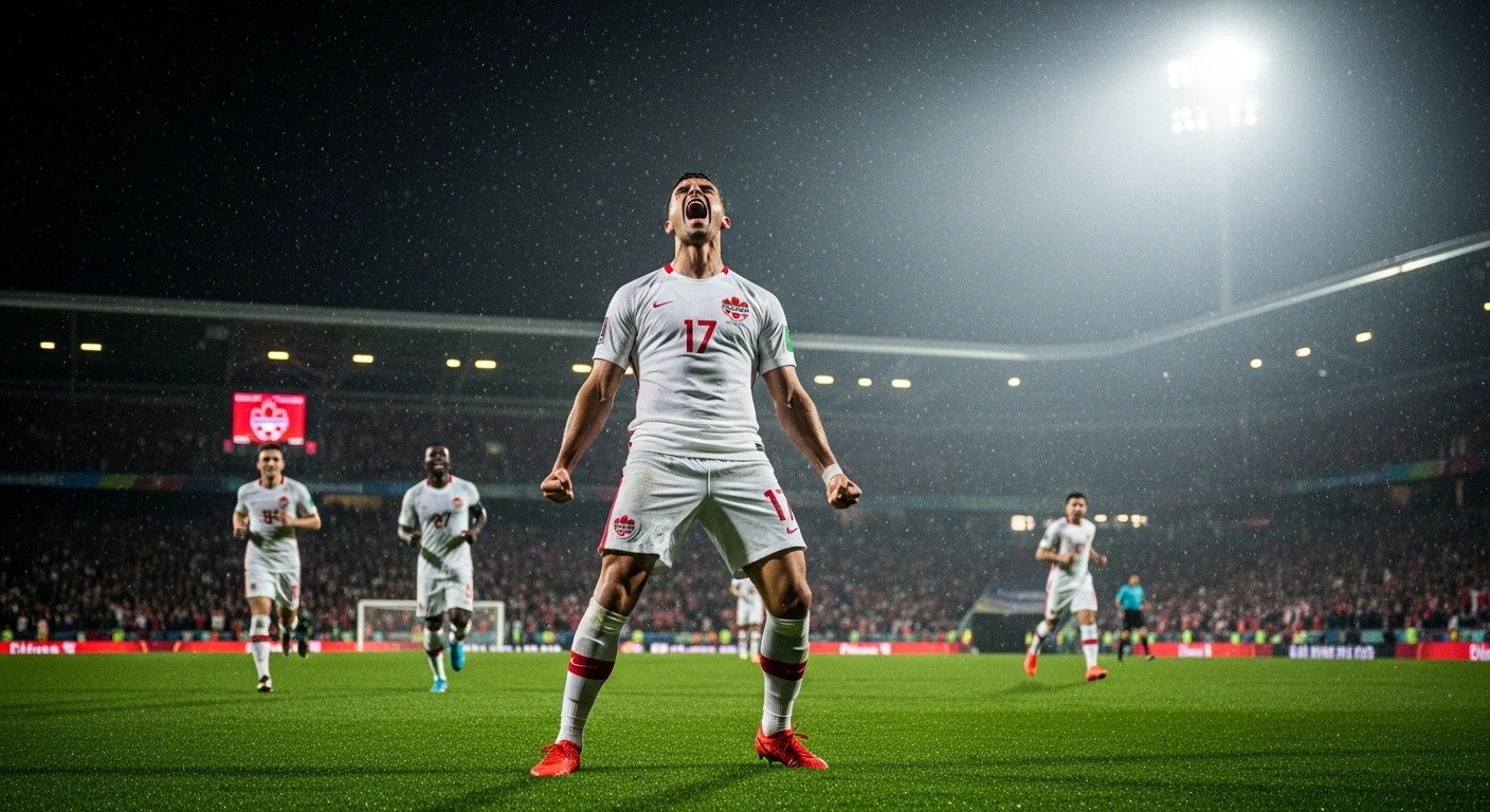 A Canadian women's national soccer team player celebrates a penalty shootout victory against Argentina during the SheBelieves Cup tournament.