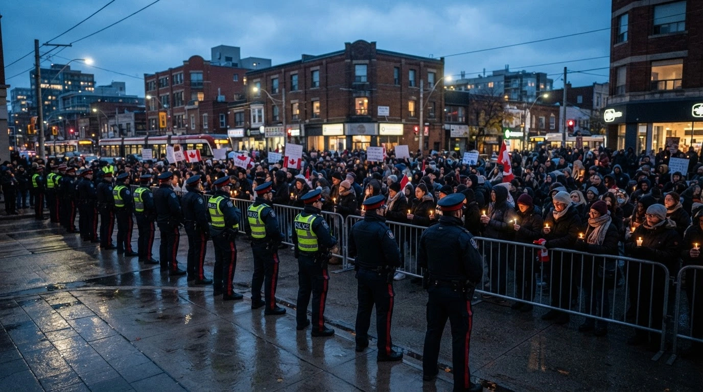 Protesters gather in a Canadian city to mark the anniversary of the October 7 attack with a heavy police presence monitoring the scene.
