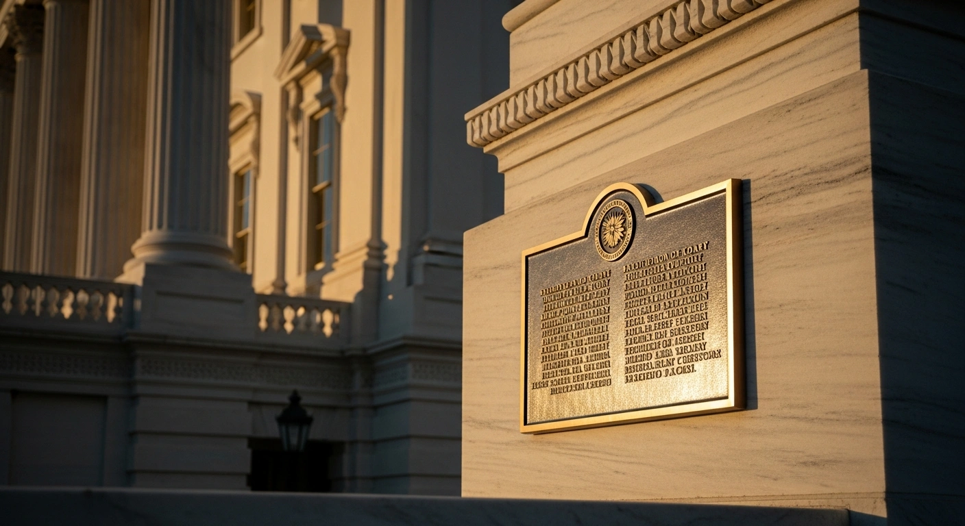 A commemorative plaque honoring law enforcement officers is mounted on the marble wall of the U.S. Capitol building.