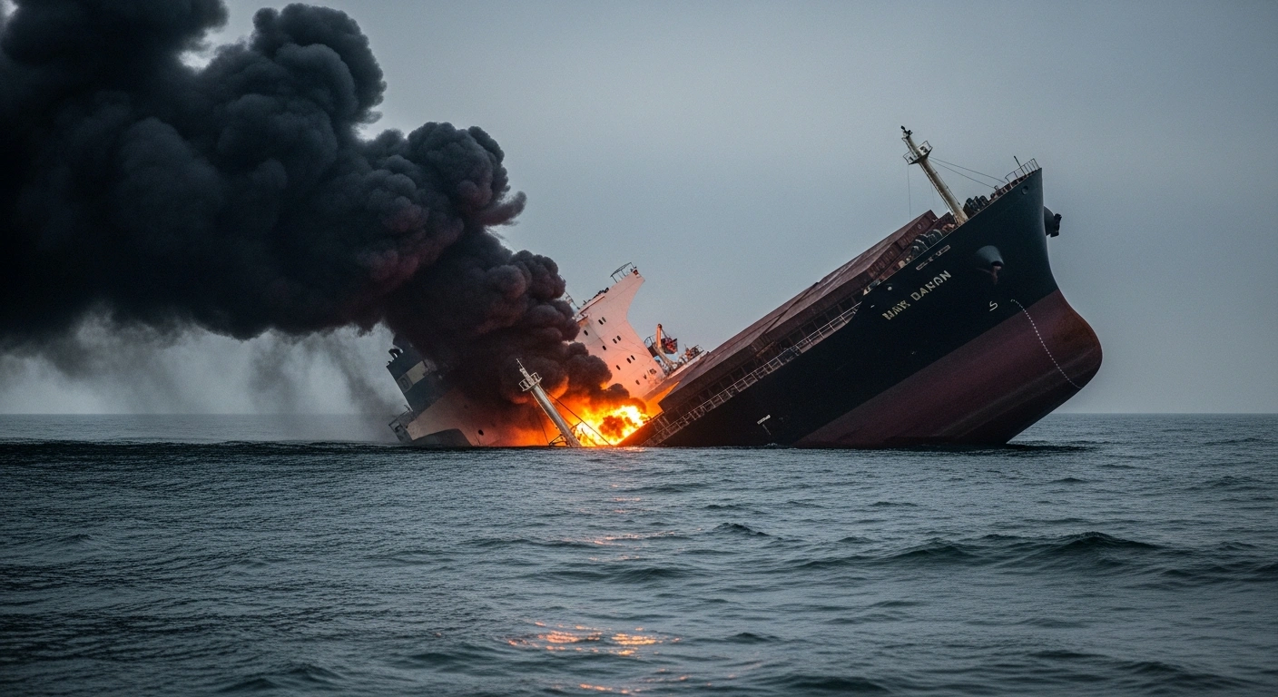 A damaged Turkish-owned cargo ship sinks into the Black Sea after being struck by a missile near the port of Odesa.