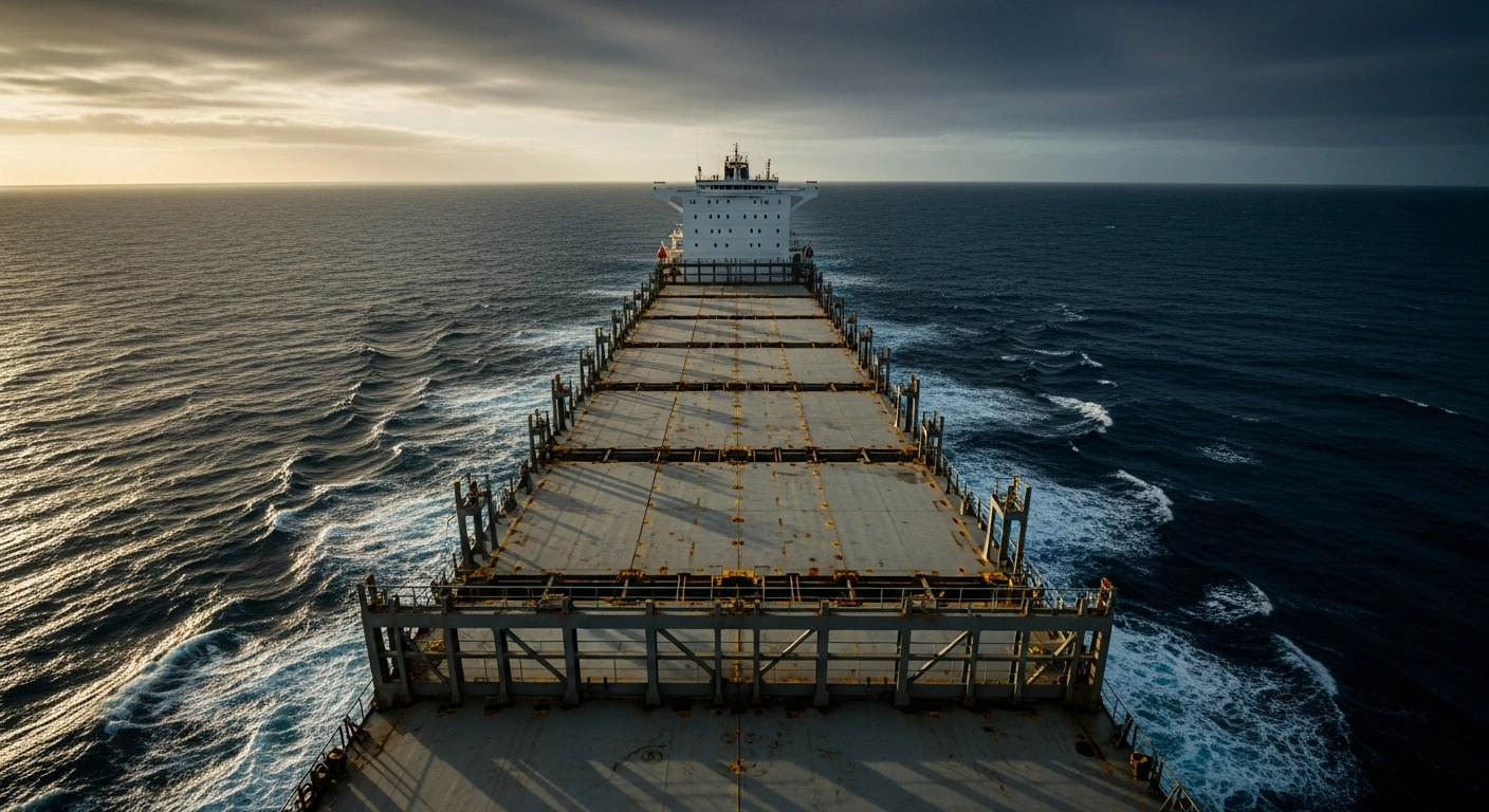 A large cargo ship travels through the rough waters near the Cape of Good Hope as shipping lines reroute to avoid Red Sea security threats.