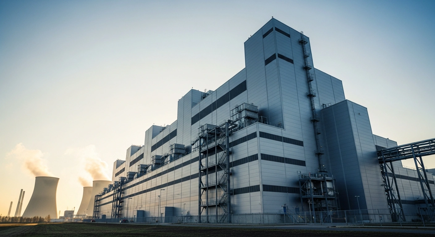 A vast, ultra-modern CATL battery cell factory in Debrecen, Hungary, ready for launch, is bathed in the golden light of dawn, symbolizing its significant role in European EV supply chains and upcoming production.