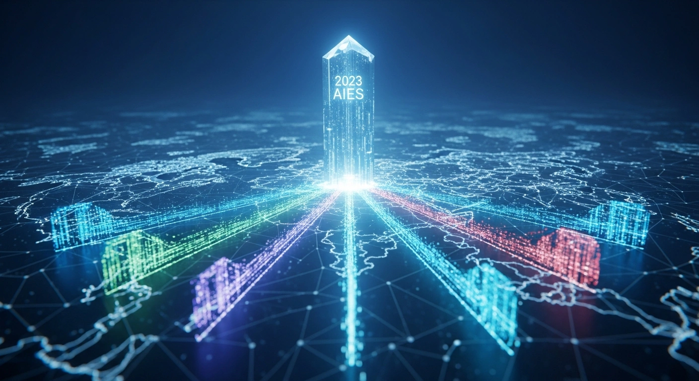 A glowing, crystalline structure representing the 2023 Annual Integrated Economic Survey (AIES) integrates seven data streams, symbolizing the U.S. Census Bureau's unified view of U.S. employer businesses, providing detailed national, regional, and divisional data on revenue, expenses, payroll, and employment.