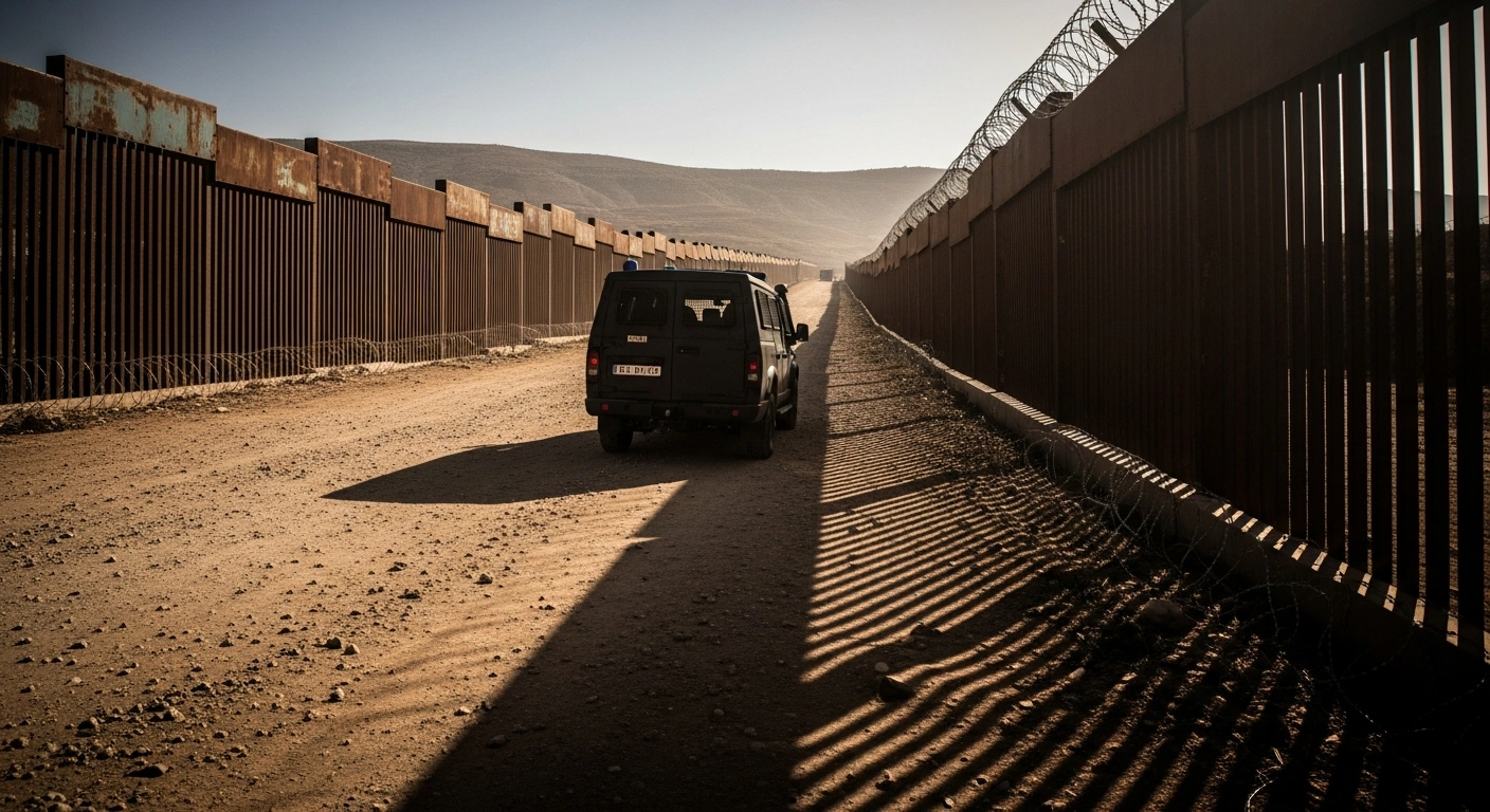 A view of the high metal border fence in the Spanish enclave of Ceuta where authorities are investigating a recent mass migration incident.