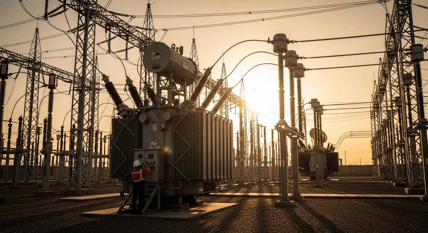 A technician performs essential maintenance on electrical infrastructure at a CFE substation in Campeche to improve grid reliability.