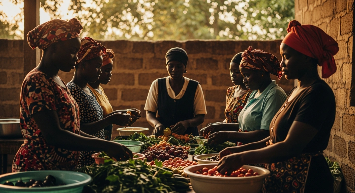 Mothers of the abducted Chibok girls work together in a community food production business to support their families.