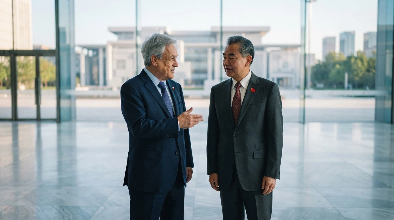Chilean Foreign Minister Alberto van Klaveren meets with Chinese Foreign Minister Wang Yi in Beijing to discuss bilateral cooperation.