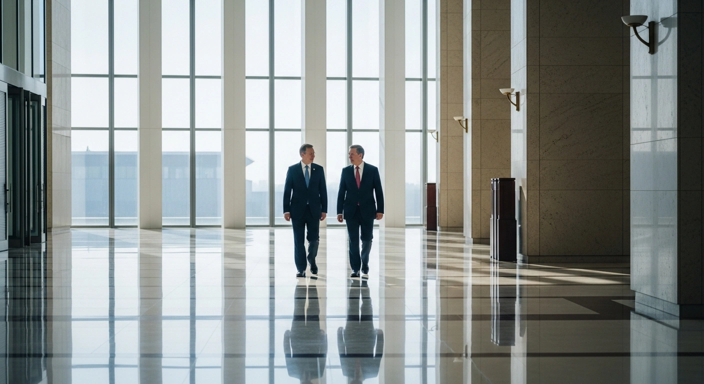 Two diplomats meet in a grand hall in Beijing to conduct the eighth Australia-China foreign and strategic dialogue.
